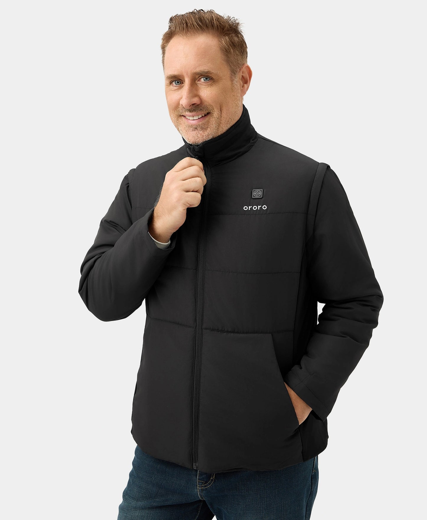 Men's Heated Golf Jacket with Zip-off Sleeves