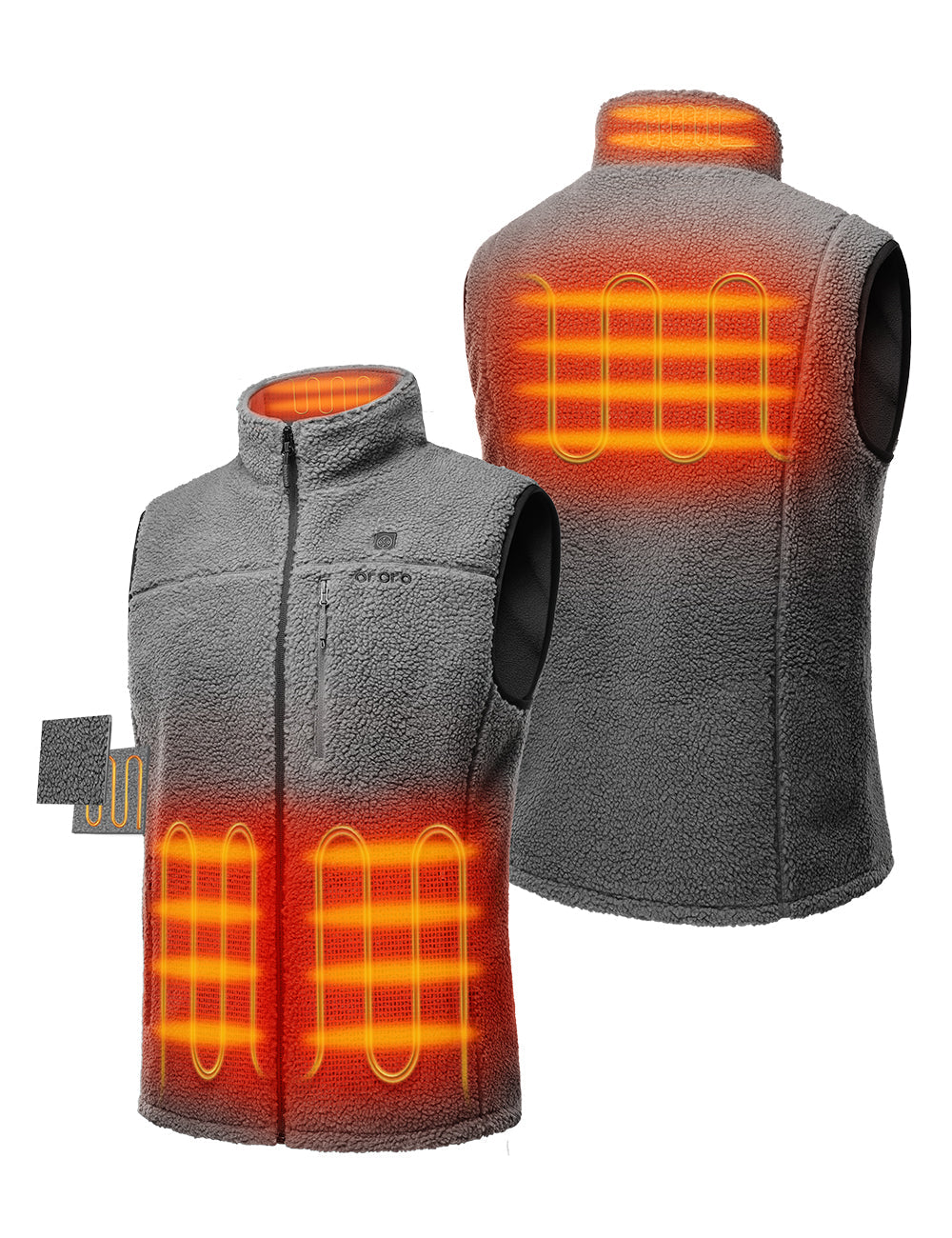 (Open-box) Men's Heated Recycled Fleece Vest - Gray (Battery Set Not Included)