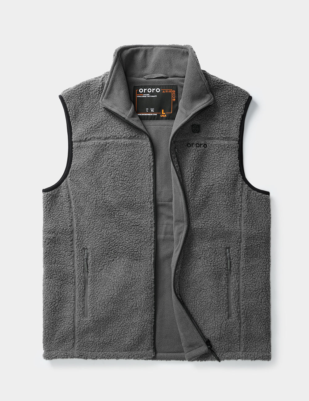 (Open-box) Men's Heated Recycled Fleece Vest - Gray (Battery Set Not Included)