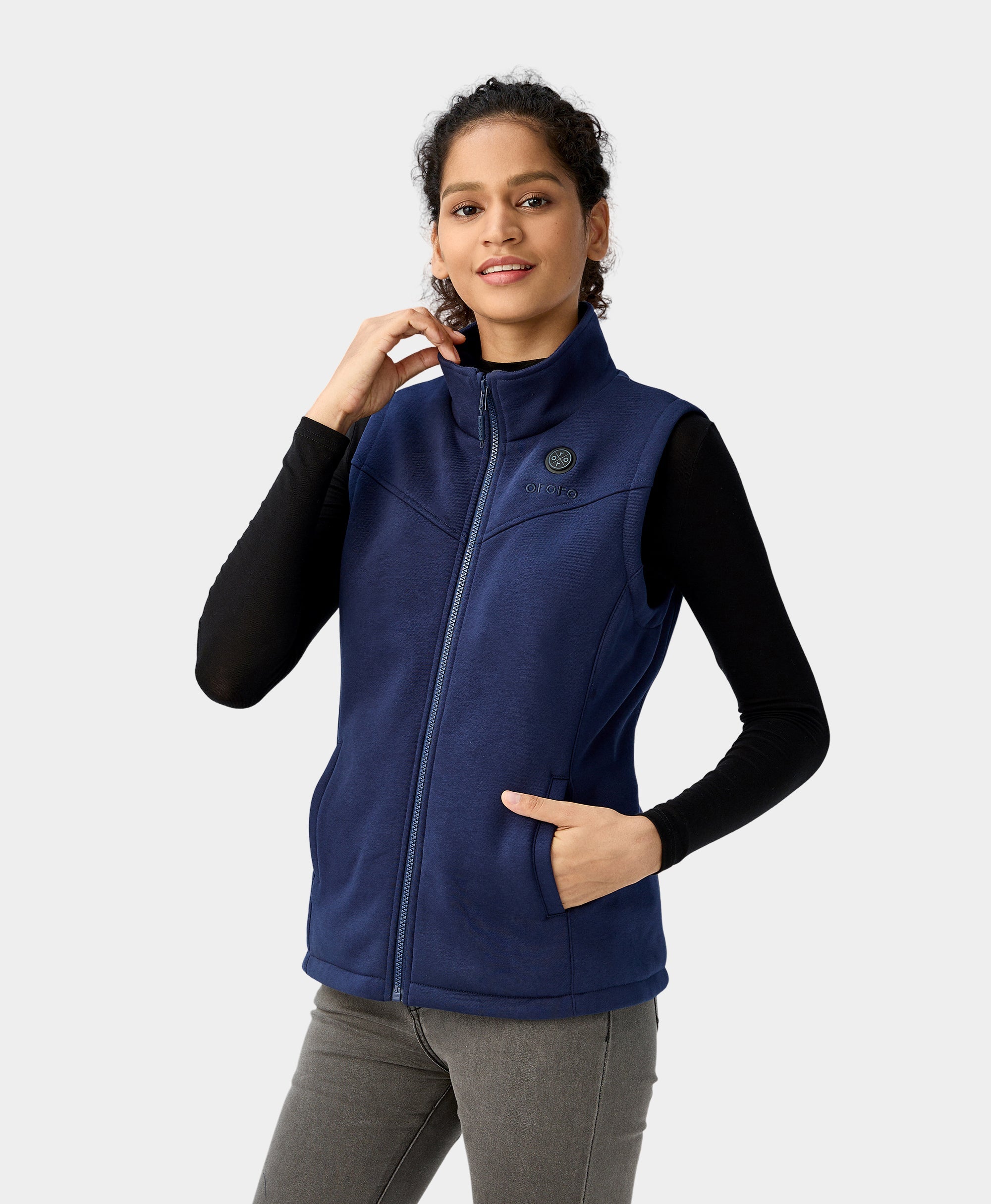 Navy blue fleece vest womens best sale