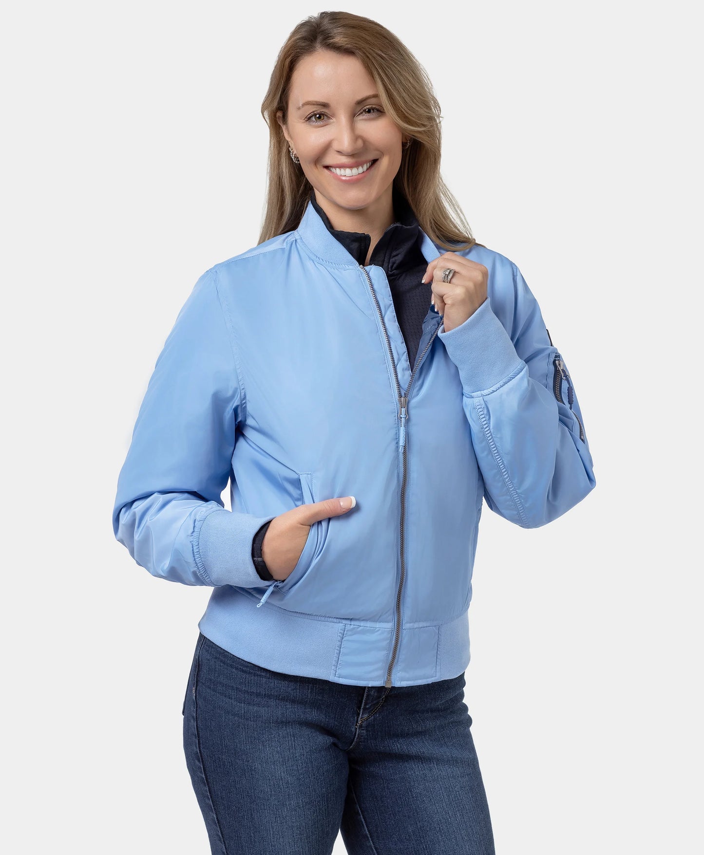 Final Sale - Cityscape Women's Heated Bomber Jacket