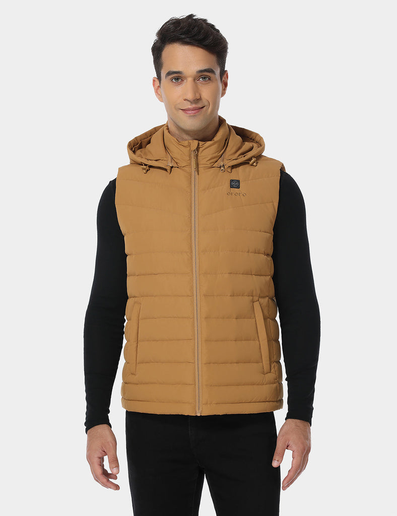 Final Sale - Men's Heated Lightweight Down Vest - Khaki