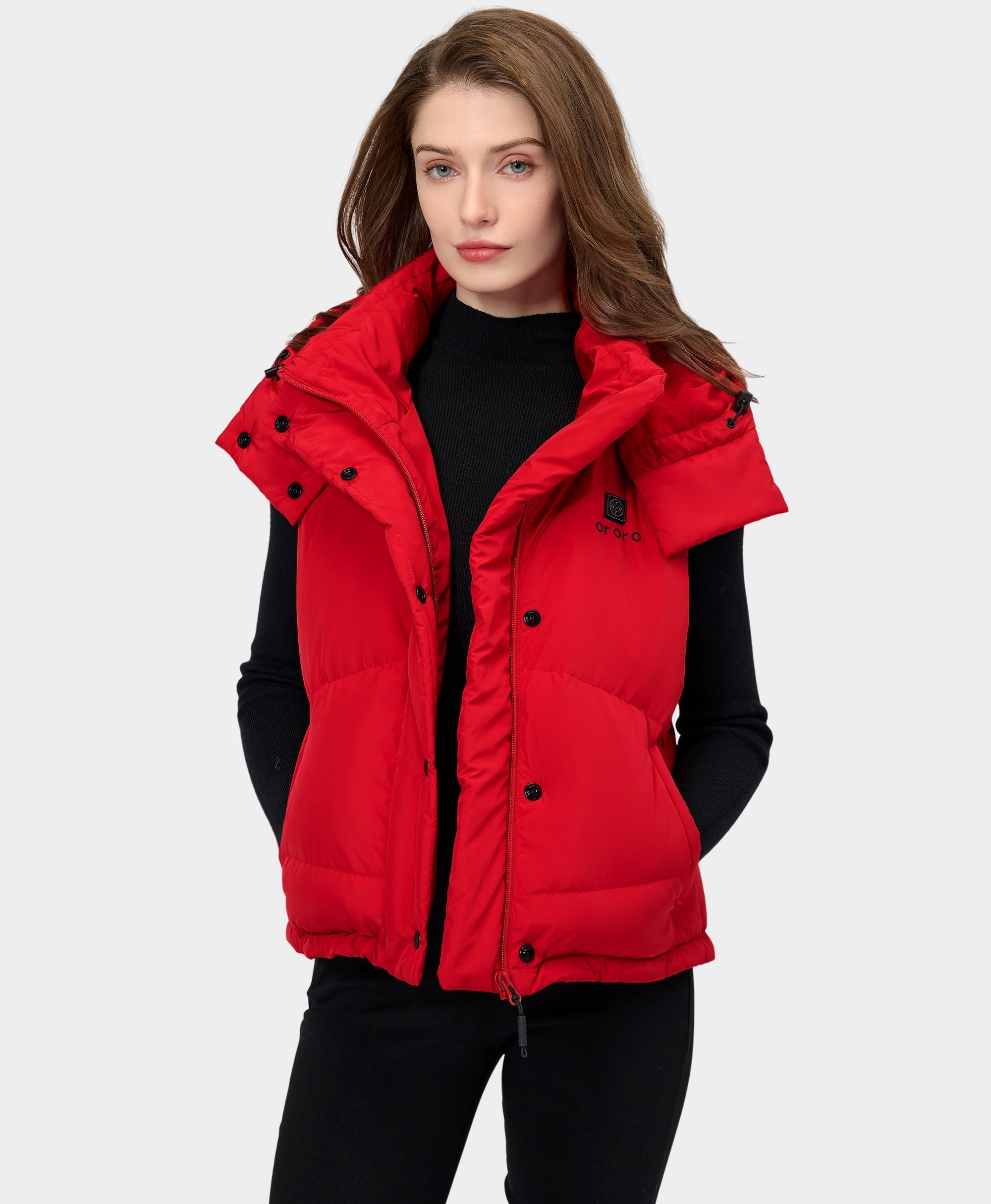 Open Box Women s Heated Cropped Puffer Down Vest Battery Set Not In ororo