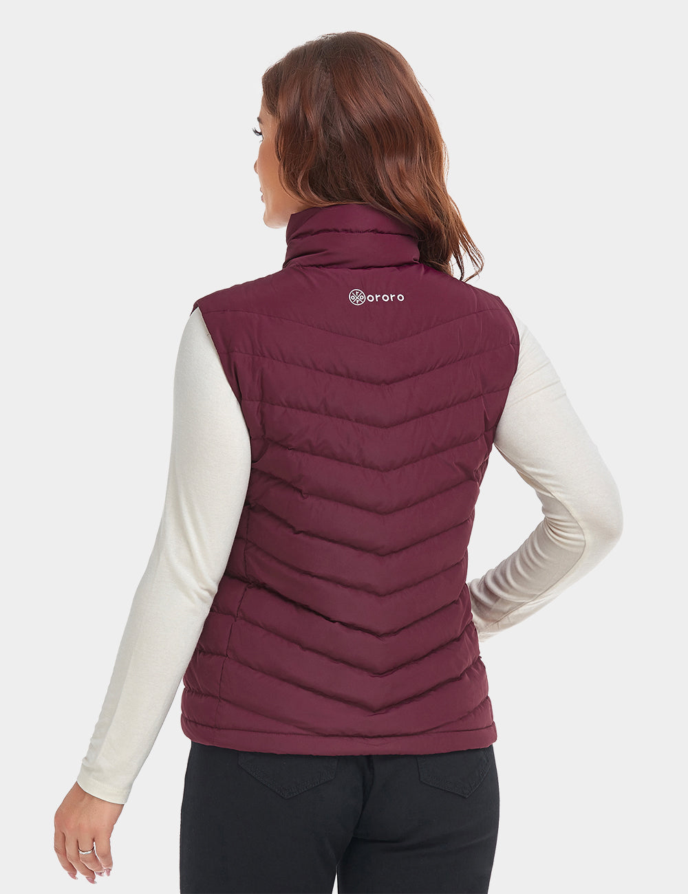 (Open-box) Women's Heated Lightweight Down Vest (Battery Set Not Included)  - Wine Red / XS