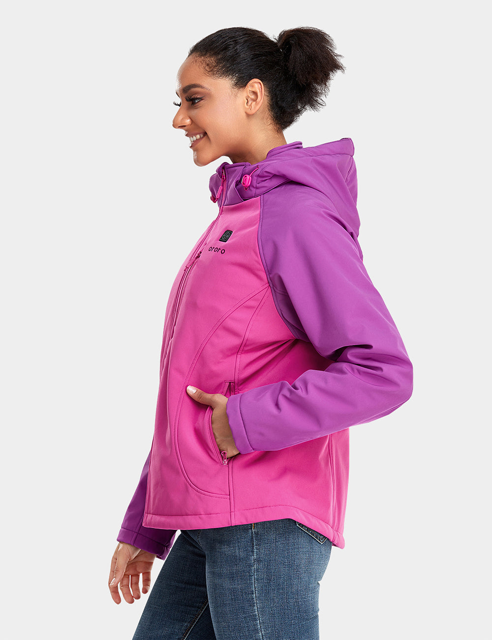 (Open-Box) Women's Heated Jacket - Pink & Purple/Gray (Battery Set Not Included)