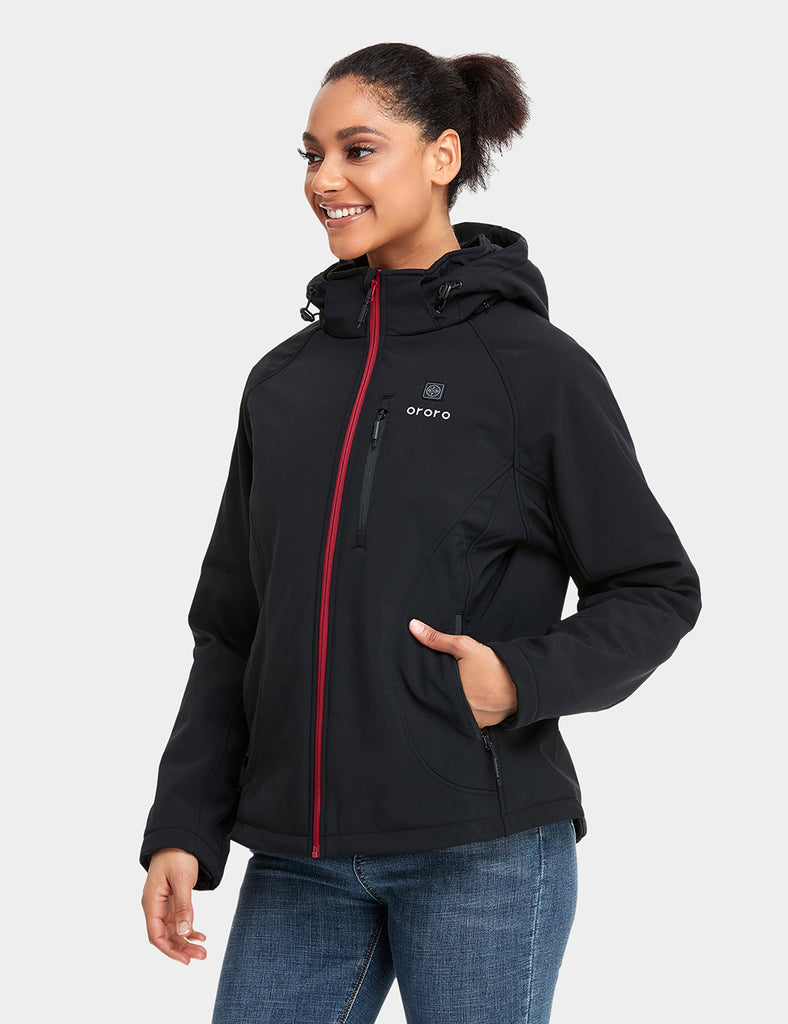 Ororo women's slim fit heated jacket with battery pack and detachable hood hotsell