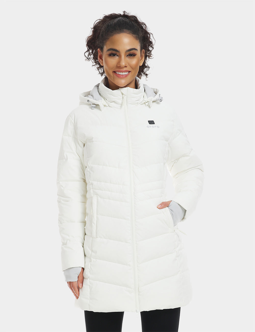 Women's Heated Puffer Parka Jacket - Milk White