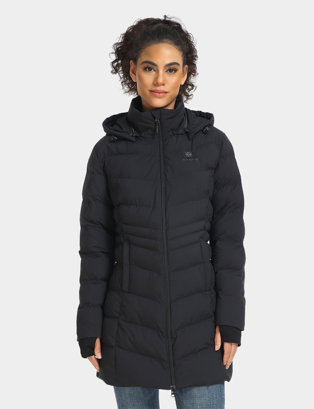 Women's Heated Puffer Parka Jacket - Neutral Black