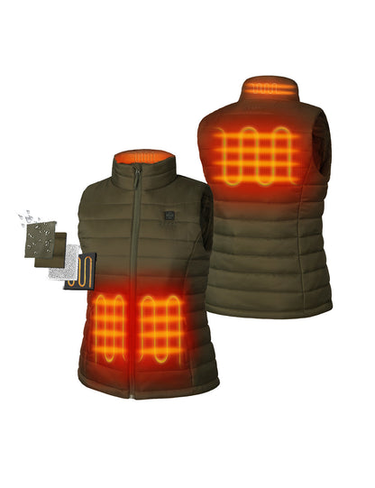 Four Heating Zones: left & right front stomach, upper-back, and collar