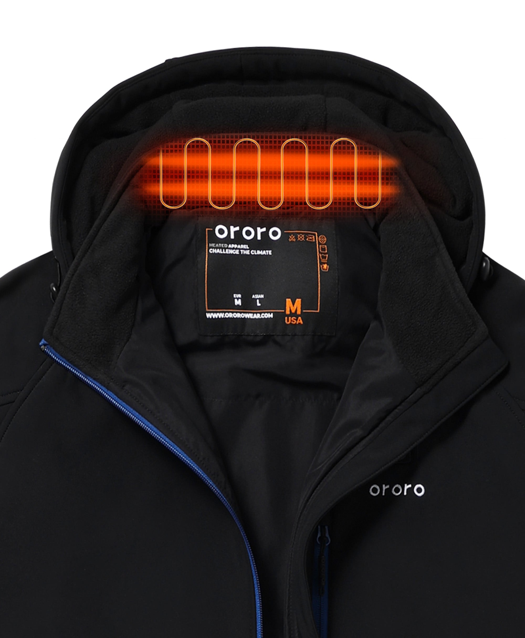 Men s Classic Heated Jacket with 4 Heating Zones ororo Black Blue L