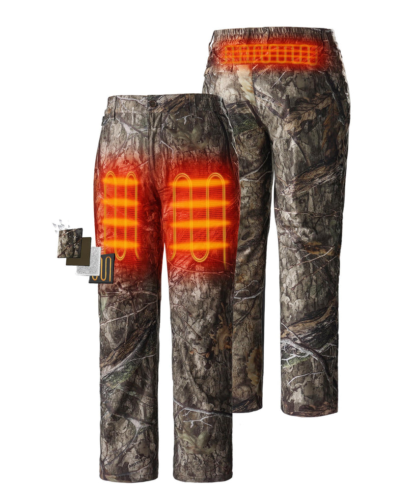 Camo Heated Hunting Pants for Men with Battery Pack - M / Black - TideWe