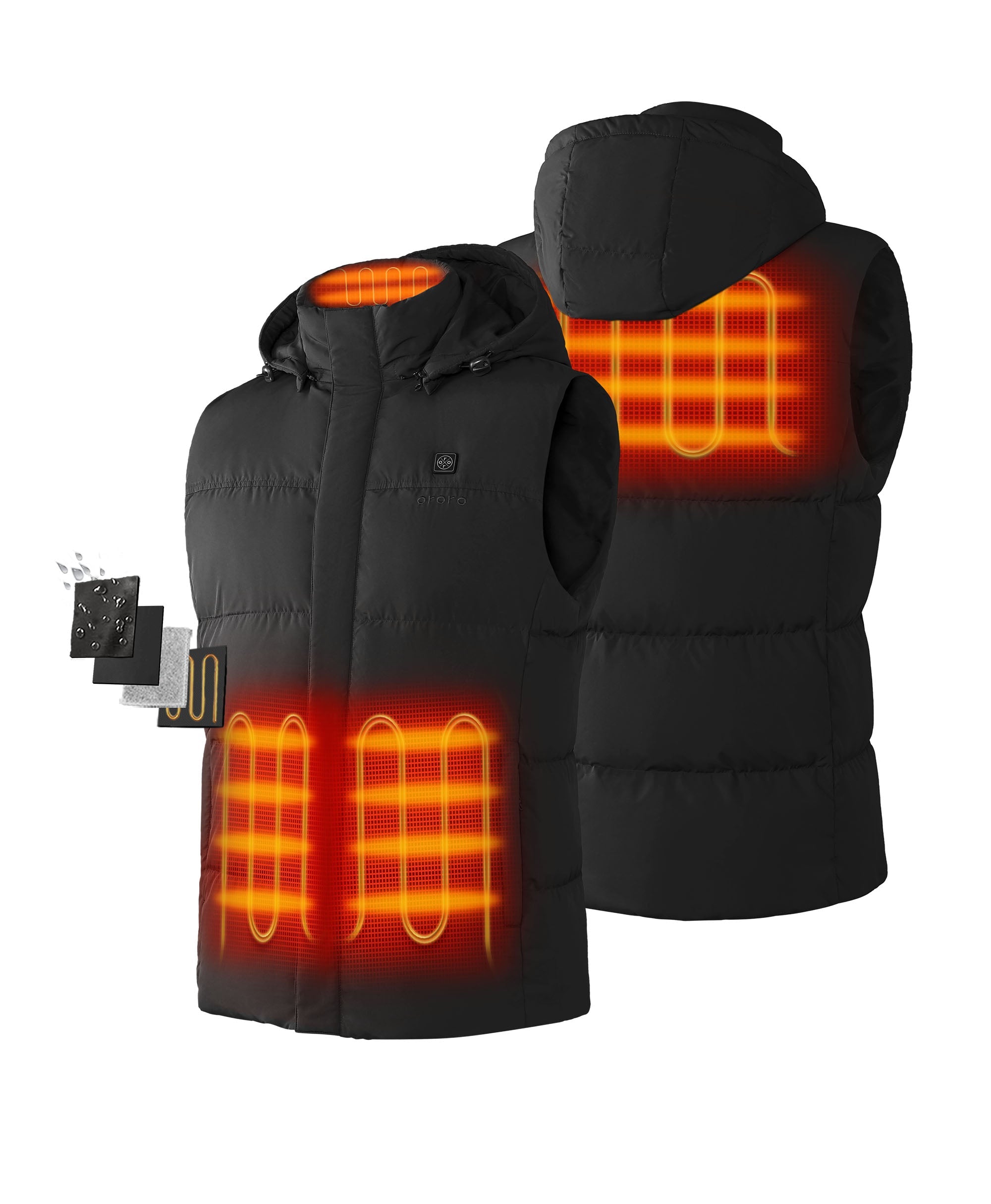 Men's Heated Down Vest - Black/Blue - Black / S