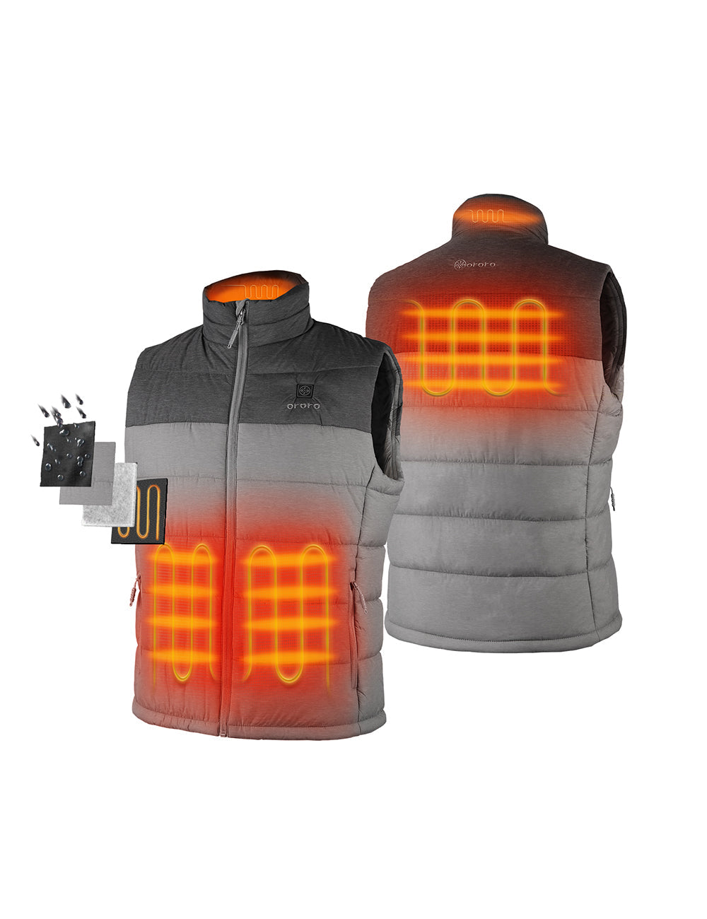 Four Zones Heating: Left & Right Pocket, Collar, Upper Back