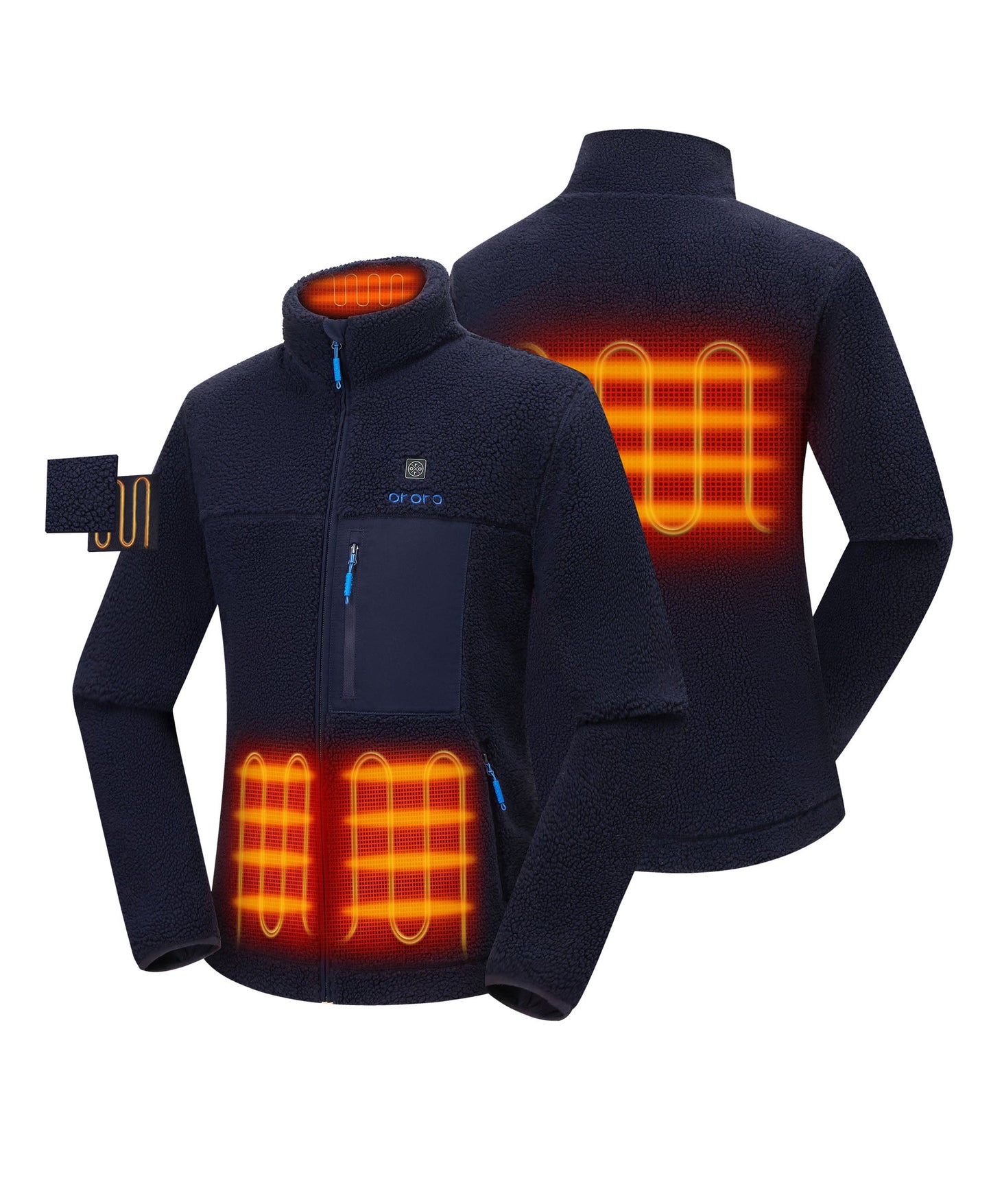 Four Heating Zones: Left & Right Hand Pockets, Upper-Back, Collar