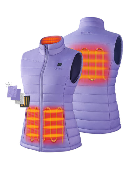 Four Heating Zones: left & right front stomach, upper-back, and collar