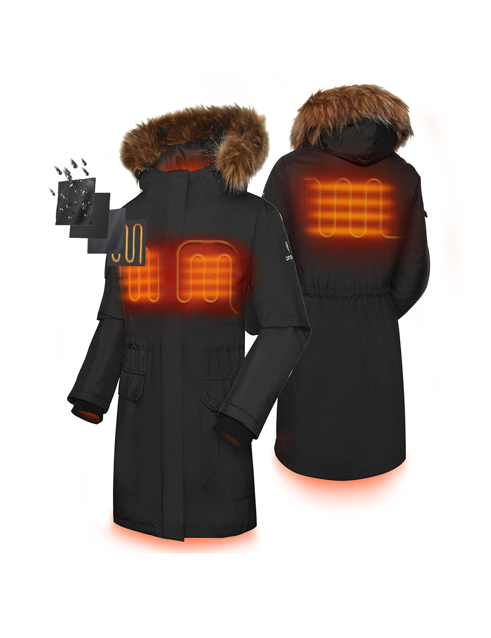 Women's Heated Thermolite? Parka - Black - (3 Heating Zones)