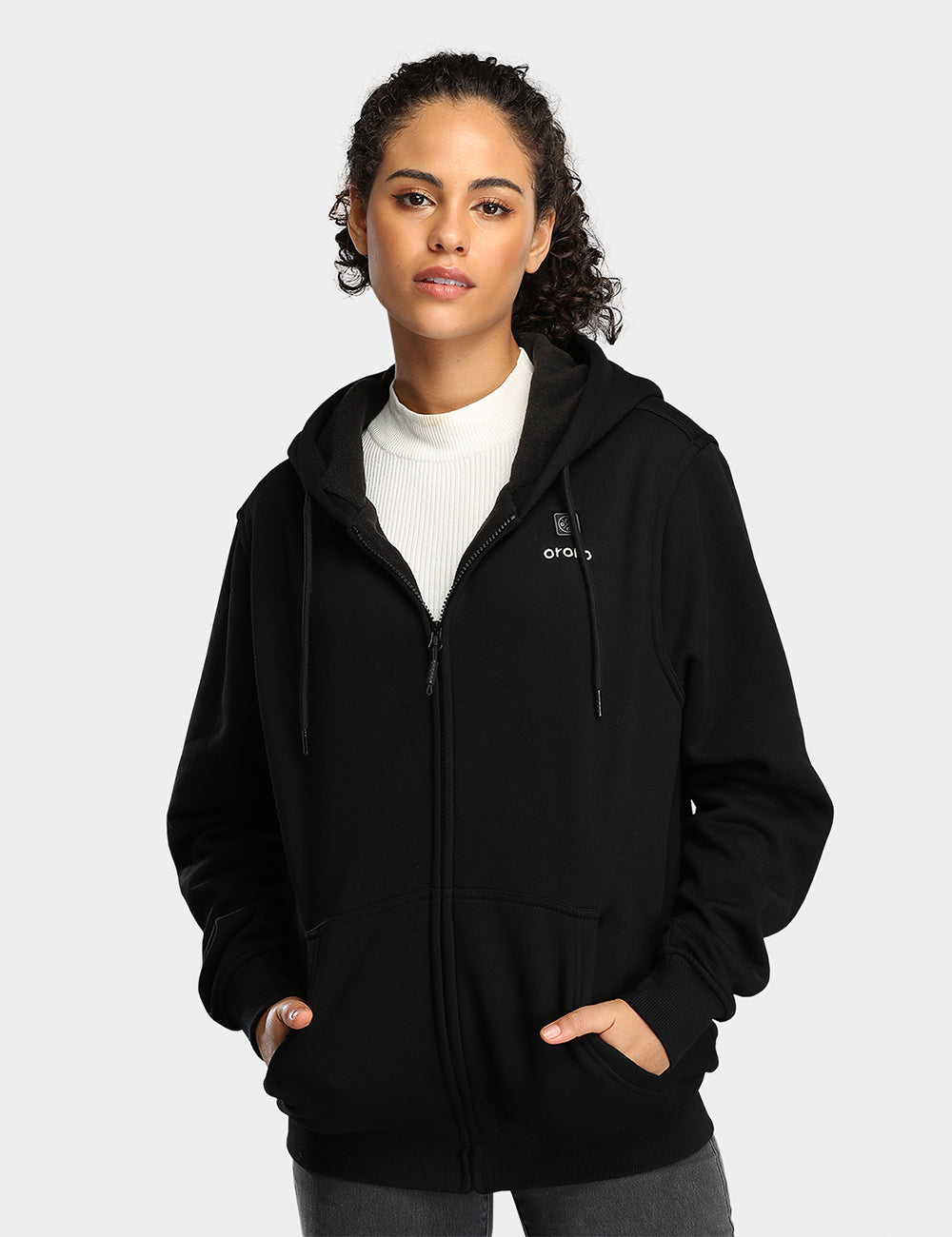Unisex Heated Fleece Hoodie Black Rechargeable Battery ororo Black XL