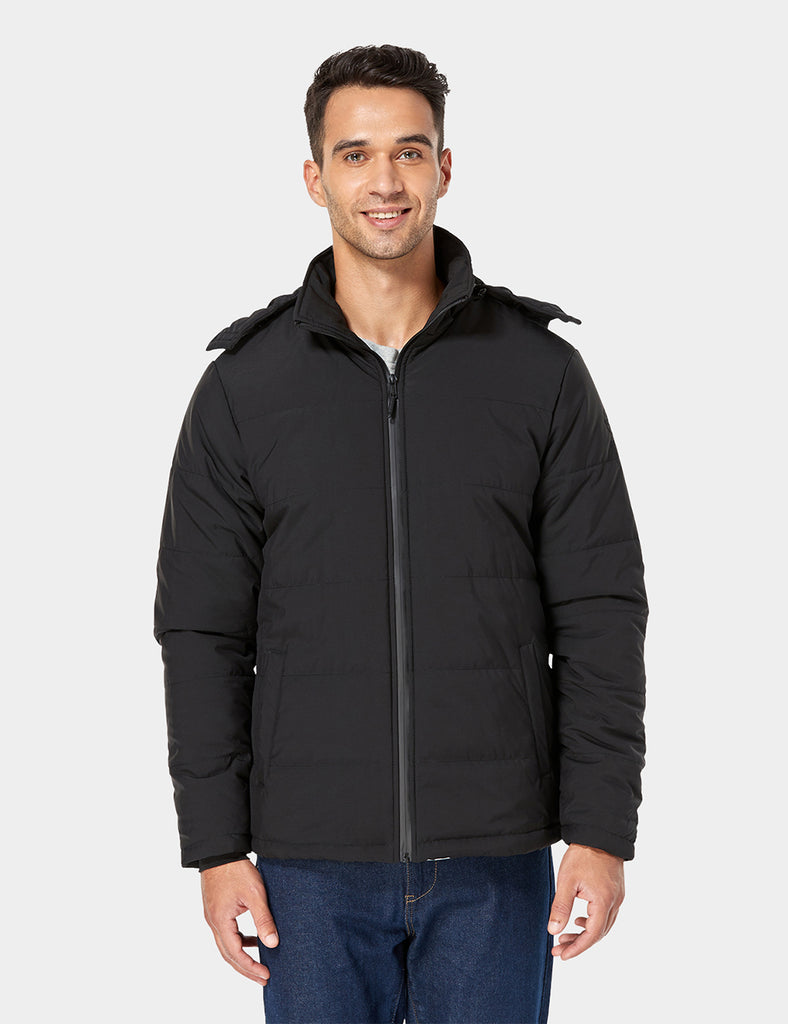 Men's 3-in-1 Heated Jacket with Battery Pack, Inner Fleece Jacket &  Windproof Coats with Removable Hood