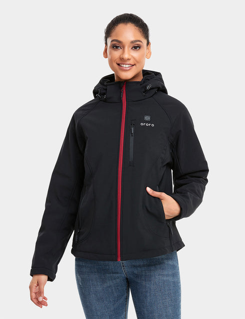 Women's Heated Jacket (4 Heating Zones) - Black & Red