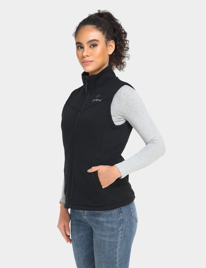 Women's Heated Fleece Vest - Black