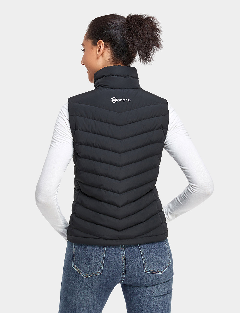 Women s Battery Heated Lightweight Down Vest Black ororo