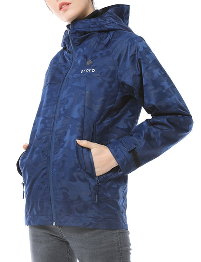 Women Camo Heated Jacket - Navy (Discontinued) - ORORO