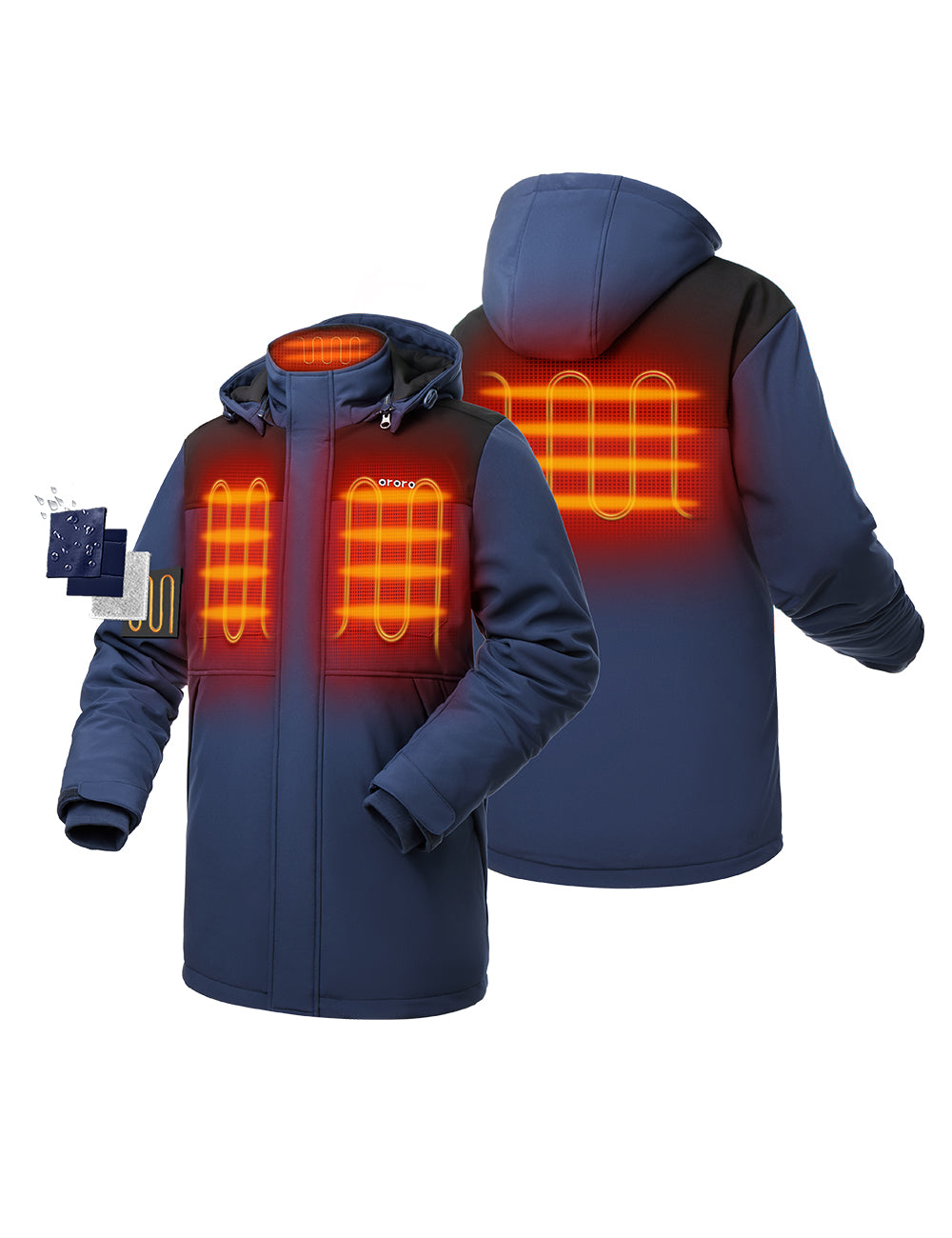 Four Zones Heating: Left & Right Chest, Collar, Upper Back