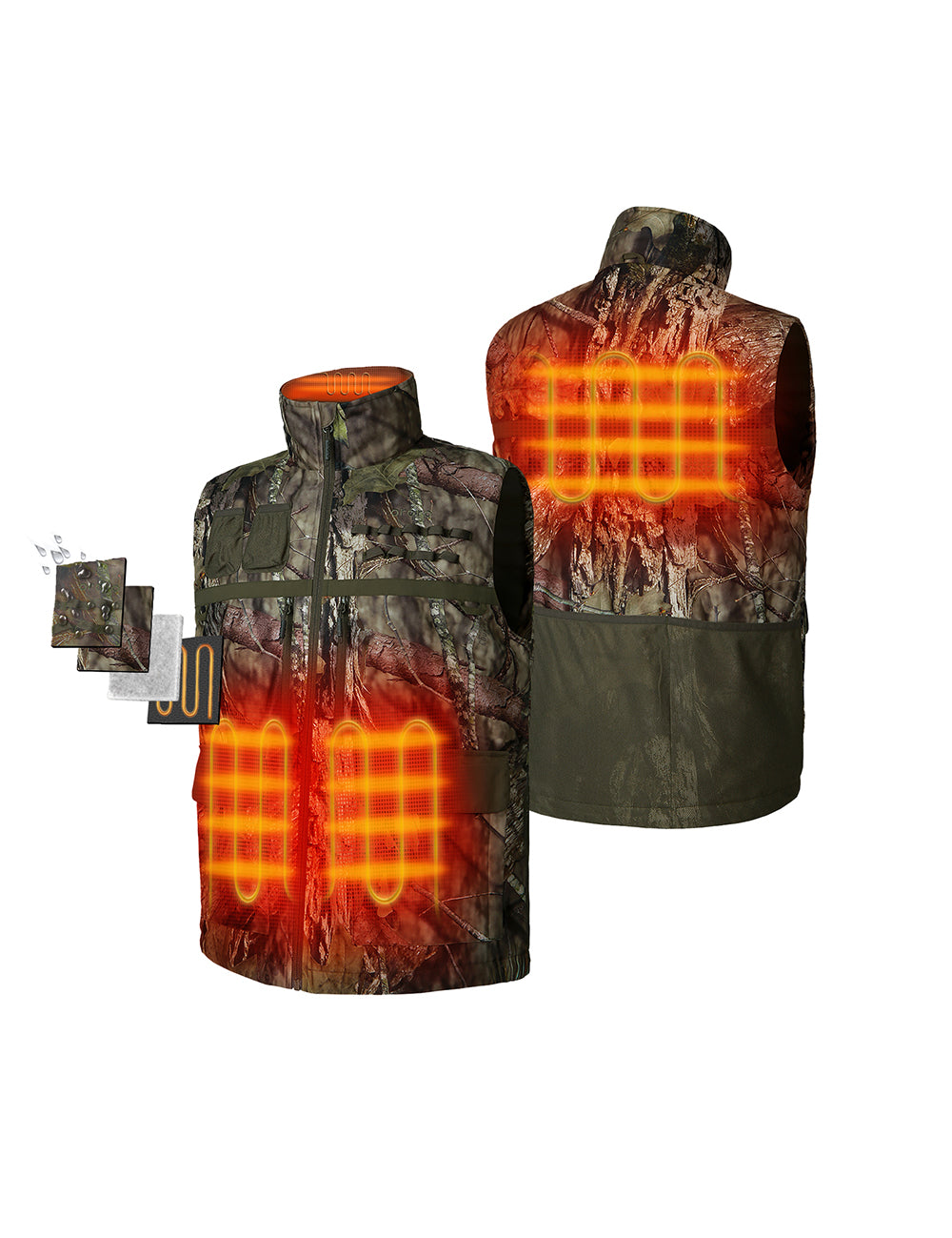 Men Heated Hunting Vest - Camouflage, Mossy Oak Country DNA