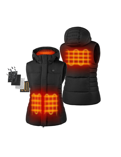 Four Heating Zones: left & right front stomach, upper-back, and collar